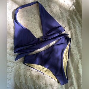 Stylish Blue Halter Bikini Set